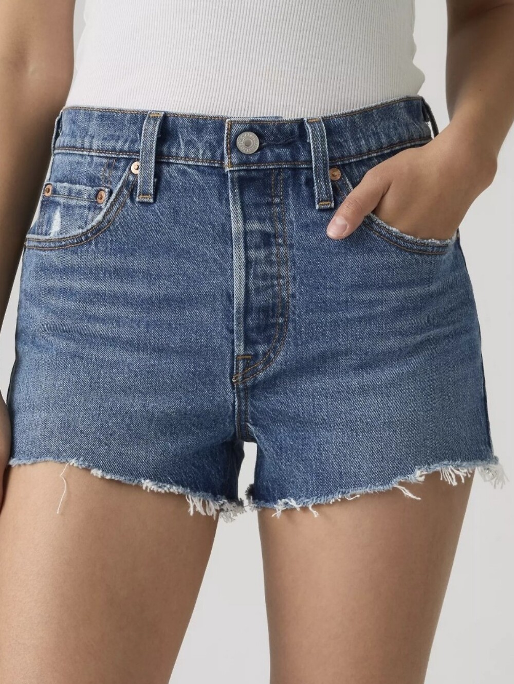 Levi's 501 Denim Jean Shorts High Rise Medium Wash Blue 24